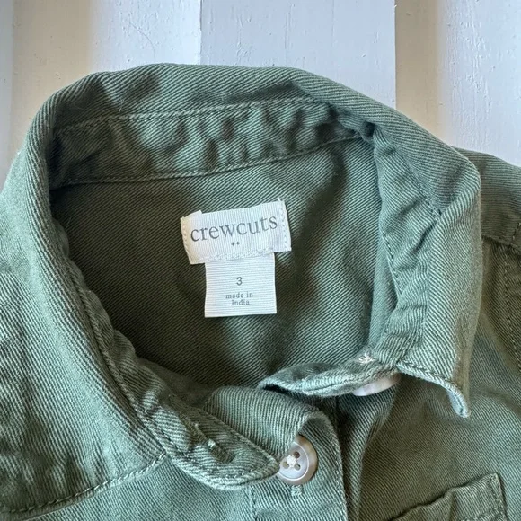 Crewcuts Olive Green Collared Shirt dress - Picture 3 of 3